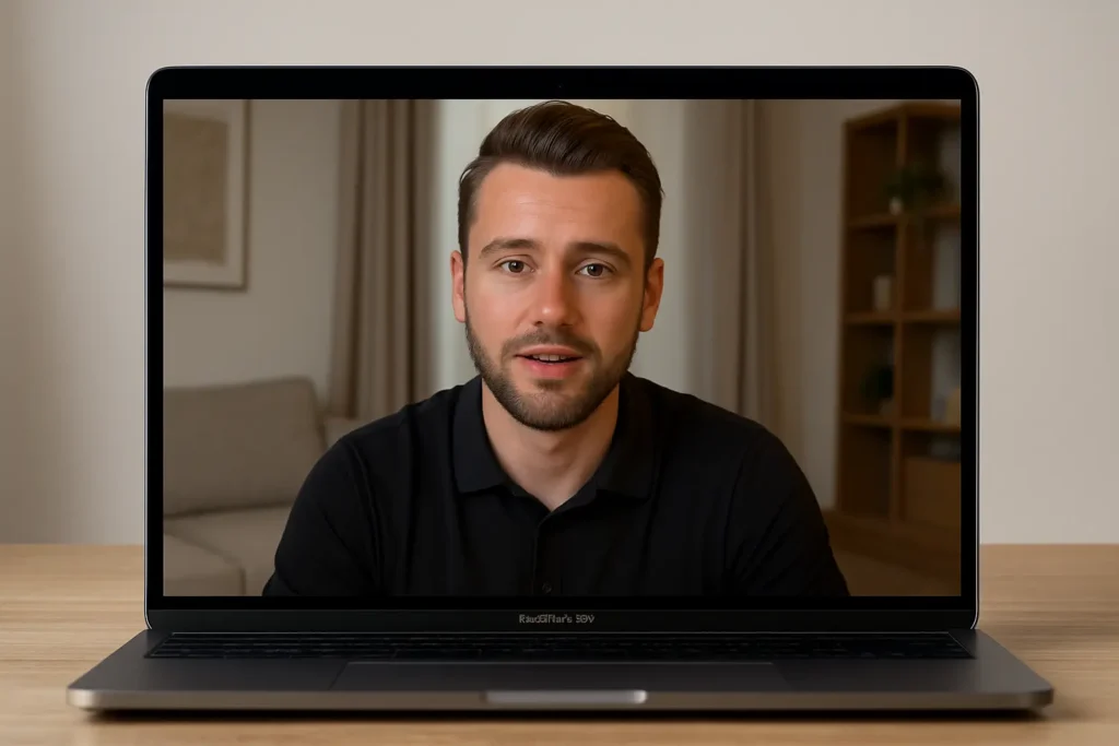 young entrepreneur doing an online sales webinar for small medium sized owners.